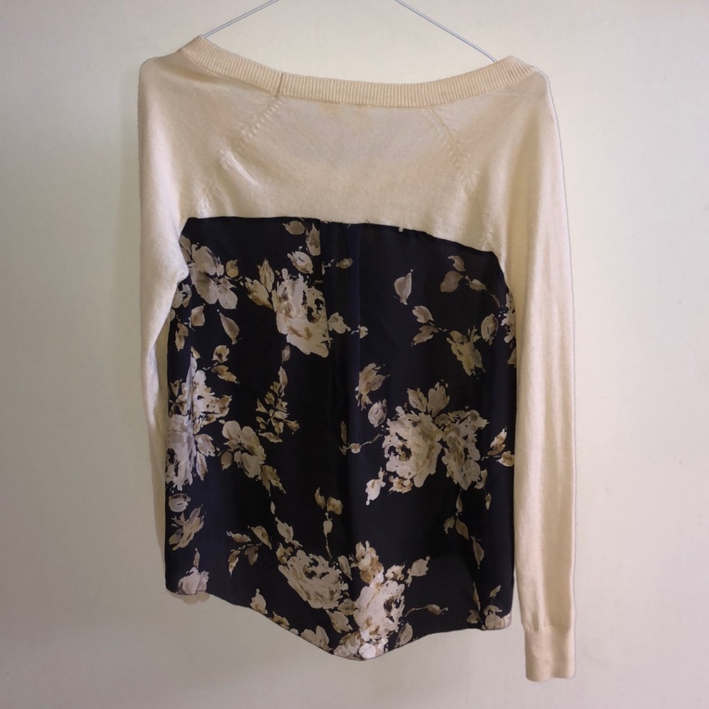 MOTH Floral Print and Solid Light Sweater